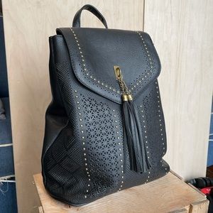 Vegan Leather Black Cut Out Studded Bag Backpack
